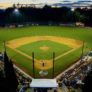 Arial view of Walker Stadium under the lights in Portland, Oregon