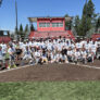 Campers pose for photo at home plate